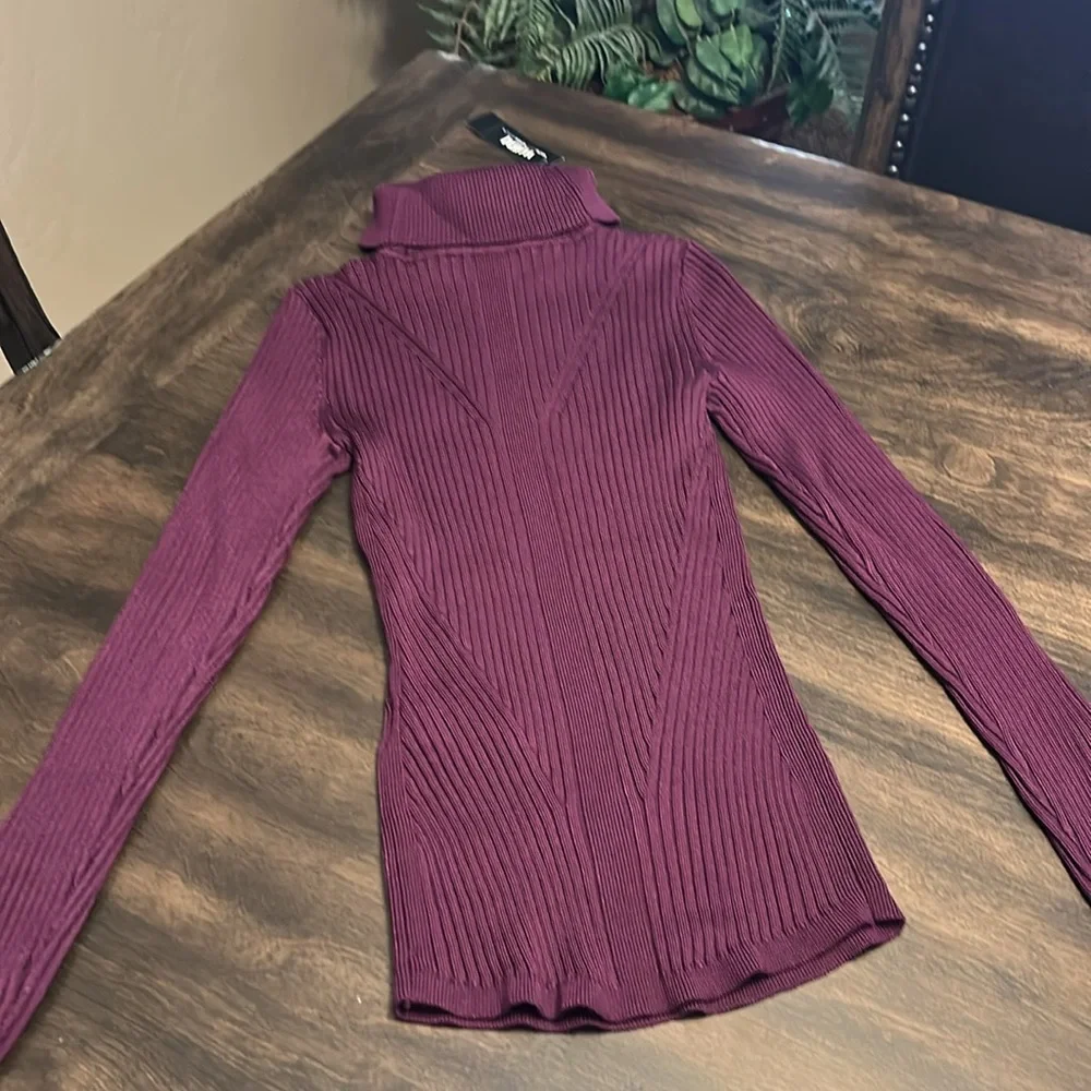 WHBM Plum Noir Ribbed Turtleneck Sweater - Picture 12 of 13